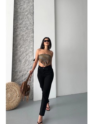 Üreticiniz Mom Fit Enzim Taş Yıkama Jeans Pantolon Siyah D2006 481348