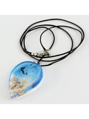 SiHako Oval Deniz Kızı Epoksi Canlı Kolye