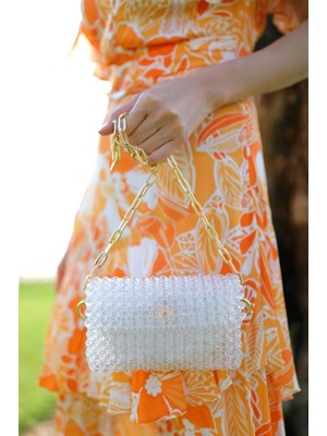 Üreticiniz El Yapımı Zincirli Incili Çanta Beyaz 481348