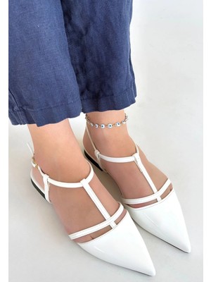 Üreticiniz Canca Beyaz Rugan Babet Ayakkabı 481348