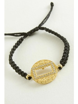 SiHako Dikdörtgen Gram Altın Koyulabilir Makrome Örgülü Bileklik