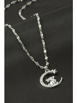 SiHako Ay Yıldız Zirkon Taşlı Kolye