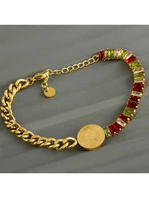 SiHako Para Zirkon Taşlı Lüks Çelik Bileklik