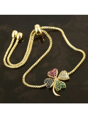 SiHako Yonca Zirkon Taşlı Asansörlü Bileklik