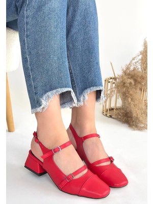 Üreticiniz Doran Kırmızı Cilt Topuklu Ayakkabı 481348