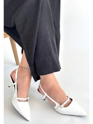 Üreticiniz Darina Beyaz Cilt Topuklu Ayakkabı 481348