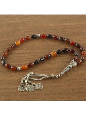 SiHako Arpa Kesim Akik Doğaltaş Tesbih 8*12