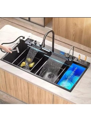 Gürtuz Dijital Ultrasonik Akıllı Evye – Ev, Işyeri ve Otel Kullanımı, Uzaktan Kumandalı, Bıçak Tutucu Özellikli