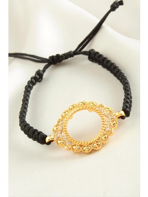 SiHako Altın Koyulabilir Makrome Örgülü Bileklik
