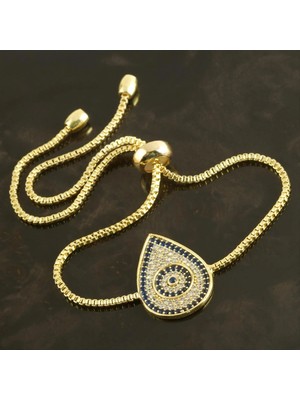 SiHako Oval Nazar Zirkon Taşlı Asansörlü Bileklik