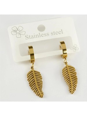 SiHako Yaprak Para Figürlü Lüks Çelik Küpe