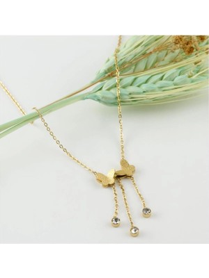 SiHako Figürlü Zirkon Taşlı Lüks Çelik Kolye