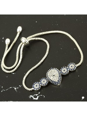 SiHako Oval Nazar Zirkon Taşlı Asansörlü Bileklik