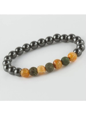 SiHako Tibet Akik & Hematit Doğaltaşlı Bileklik
