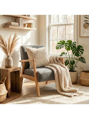 Zem Pavia Berjer Natürel Ahşap, Gri