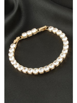 SiHako Yuvarlak Zirkon Taşlı Lüks Kararmaz Bileklik 6 mm