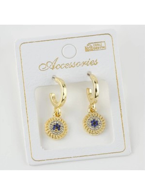 SiHako Nazar Figürlü Taşlı Halka Küpe