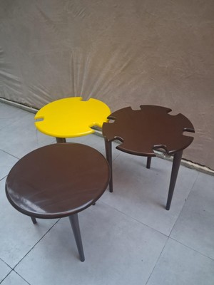 Bengi Ankara Mobilya Zigon Dümen Sehpa 90610 Yuvarlak Model Kayın Torna Parlak Sarı  Ceviz Uyumu