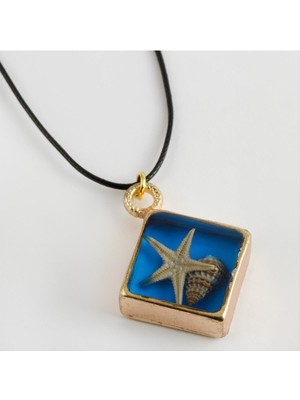 SiHako Kare Deniz Yıldızı Epoksi Canlı Kolye