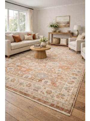 Kupon Halı Bohem Krem Bej Bambu %100 Polyester Modern Dokuma Salon Oturma Odası Halısı