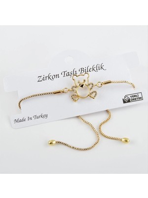 SiHako Ayıcık Figürlü Zirkon Taşlı Asansörlü Bileklik