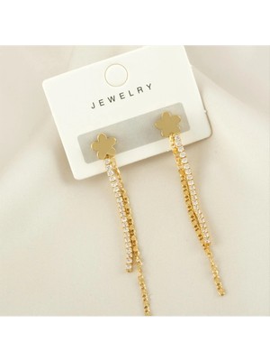 SiHako Çiçek Zirkon Taşlı Lüks Kararmaz Küpe