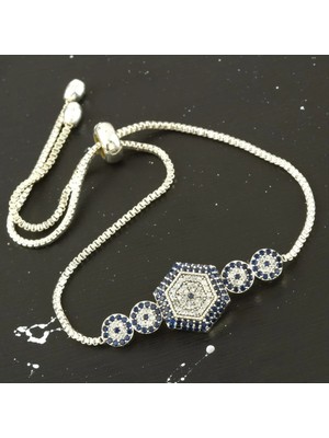 SiHako Altıgen Zirkon Taşlı Asansörlü Bileklik