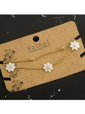 SiHako Sedefli Papatya Figürlü Ikili Çelik Halhal