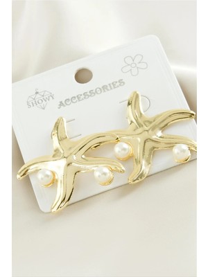 SiHako Deniz Yıldızı Metal Inci Küpe