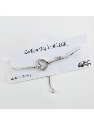 SiHako Kalp Anahtar Figürlü Zirkon Taşlı Asansörlü Bileklik