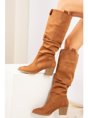 Fox Shoes Kadın Süet Klasik Çizme – Neolit Taban, Kalın Topuk, Günlük ve Şık Kullanım İçin Rahat Tasarım