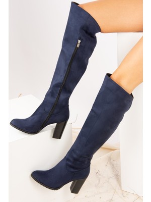 Fox Shoes Lacivert Süet Kadın Çizme A654018002