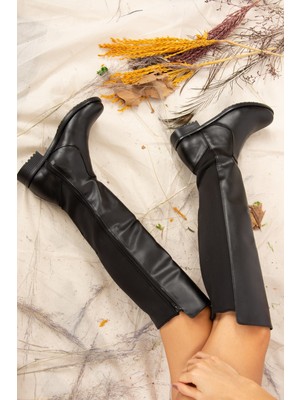 Fox Shoes Siyah Suni Deri Kadın Çizme J726533209