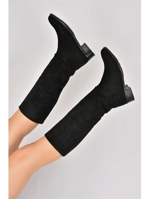 Fox Shoes Siyah Süet Düz Taban Günlük Kadın Çizme L726600902