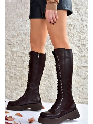 Fox Shoes Kahverengi Bağcıklı Günlük Kadın Çizme L610130909