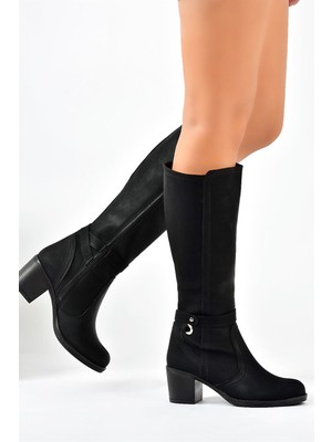 Fox Shoes Siyah Kalın Topuklu Kadın Çizme L674211209