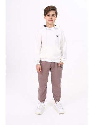 Toontoy Erkek Çocuk Relax Fit Kapüşonlu Cepli Hafif Düşük Omuz Baskılı Sweatshirt - 2 Iplik