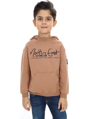 Toontoy Erkek Çocuk Relax Fit Kapüşonlu Cepli Hafif Düşük Omuz Baskılı Sweatshirt - 2 Iplik
