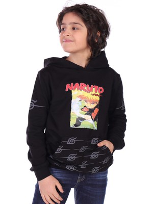 Toontoy Erkek Çocuk Relax Fit Kapüşonlu Cepli Baskılı Sweatshirt - 2 Iplik