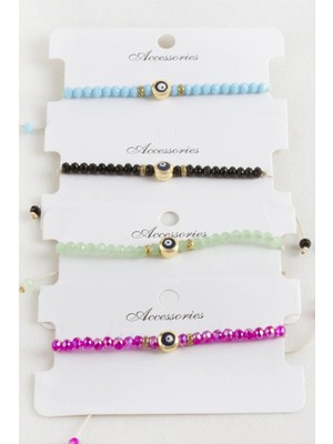 SiHako Nazar Kristal Makrome Ip Bileklik 6 mm