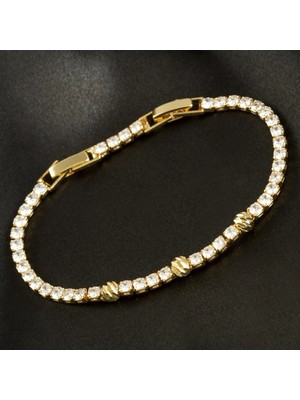 SiHako Kalın Yuvarlak Tamtur Zirkon Taşlı Lüks Kararmaz Bileklik