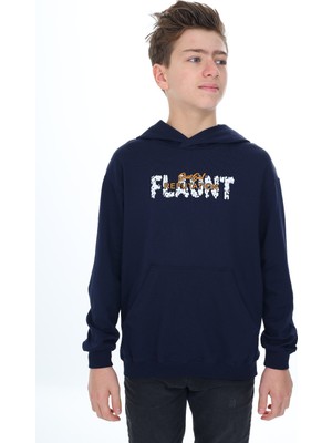 Toontoy Erkek Çocuk Relax Fit Kapüşonlu Cepli Hafif Düşük Omuz Baskılı Sweatshirt - 2 Iplik