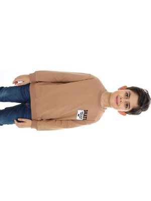 Toontoy Erkek Çocuk Relax Fit Bisiklet Yaka Hafif Düşük Omuz Baskılı Sweatshirt - 2 Iplik