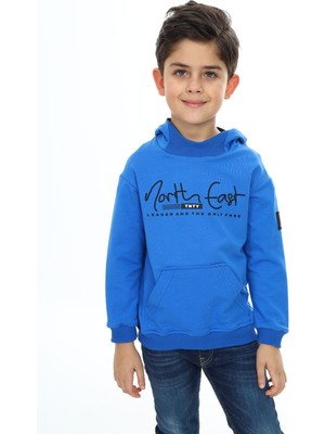 Toontoy Erkek Çocuk Relax Fit Kapüşonlu Cepli Hafif Düşük Omuz Baskılı Sweatshirt - 2 Iplik