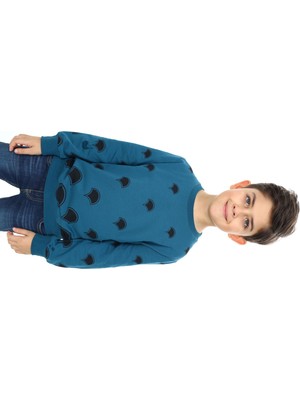 Toontoy Erkek Çocuk Relax Fit Bisiklet Yaka Baskılı Sweatshirt - 2 Iplik