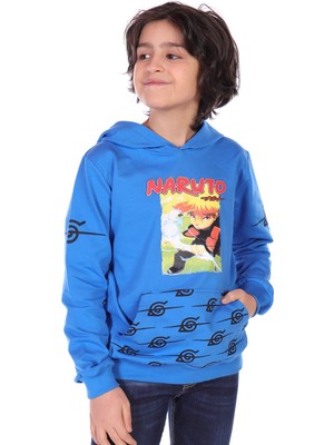 Toontoy Erkek Çocuk Relax Fit Kapüşonlu Cepli Baskılı Sweatshirt - 2 Iplik