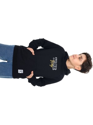 Toontoy Erkek Çocuk Relax Fit Kapüşonlu Cepli Reglan Kol Baskılı Sweatshirt - 2 Iplik