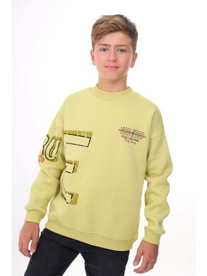 Toontoy Erkek Çocuk Relax Fit Bisiklet Yaka Düşük Omuz Baskılı Sweatshirt - 2 Iplik