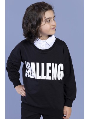 Toontoy Erkek Çocuk Relax Fit Yuvarlak Yaka Düşük Omuz Baskılı Sweatshirt - 2 Iplik