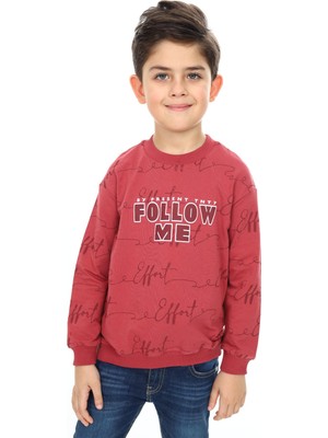 Toontoy Erkek Çocuk Relax Fit Bisiklet Yaka Düşük Omuz Baskılı Sweatshirt - 2 Iplik